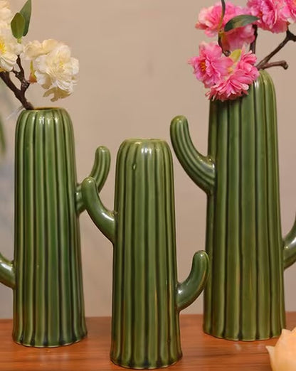 RARE bird Ceramic Home Decor Quirky Green Cactus Vase