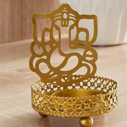 RARE BIRD Ganesha Tealight Holder with Cutwork Design