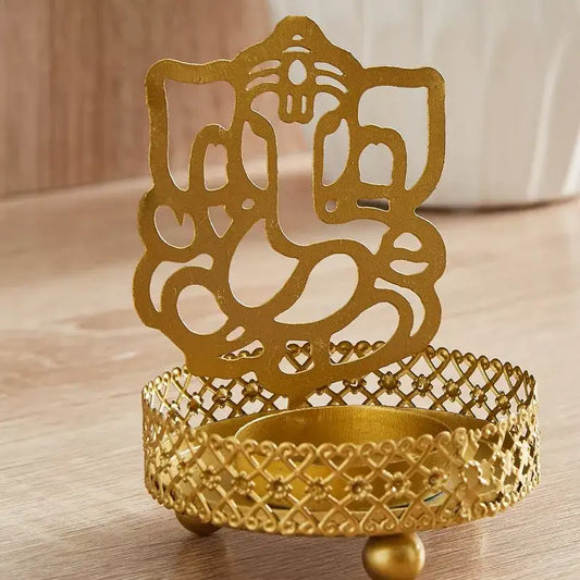 RARE BIRD Ganesha Tealight Holder with Cutwork Design