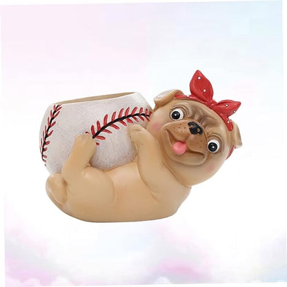 RARE BIRD Dog Shape Planter – Ceramic Desktop Succulent &amp; Flower Pot