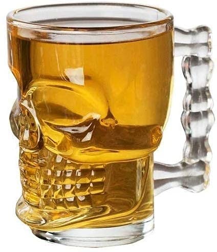 RARE BIRD Skull Skeleton Beer Glass Mug with Handle