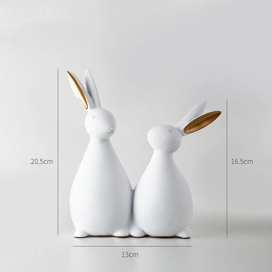 RARE BIRD Rabbit Statue Bunny Figurine Resin Animal Sculpture